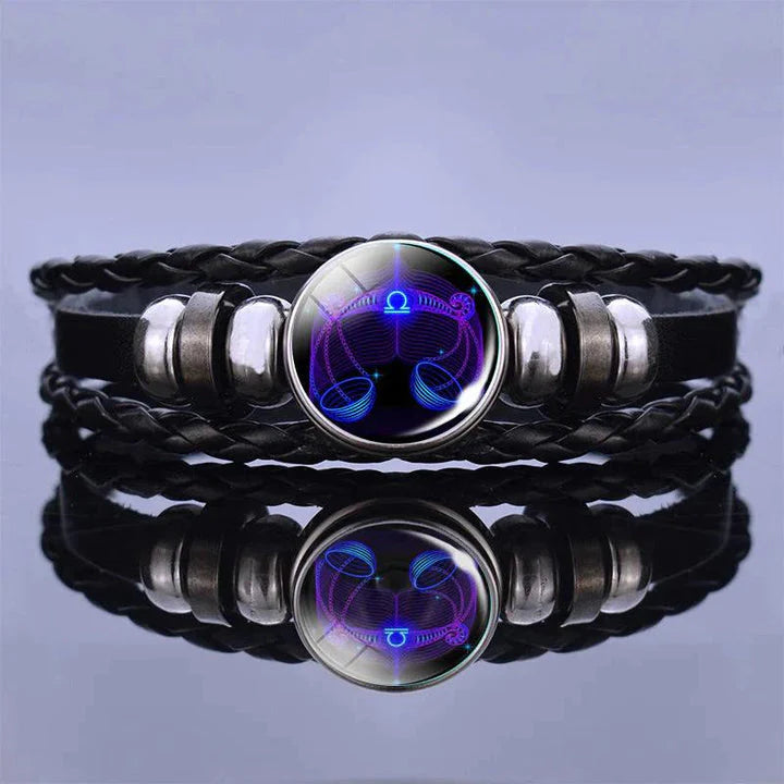 🔥Zodiac Constellation Guardian Black Leather Bracelet Adjustable 💖💗
