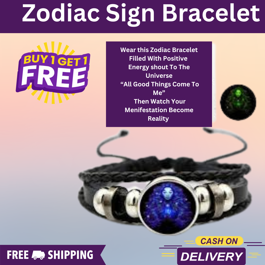🔥Zodiac Constellation Guardian Black Leather Bracelet Adjustable 💖💗